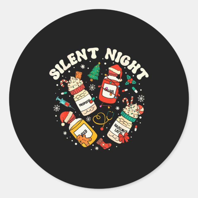 Sticker Rond Silent Night Christmas Nurse Medical Profol Doctor (Devant)