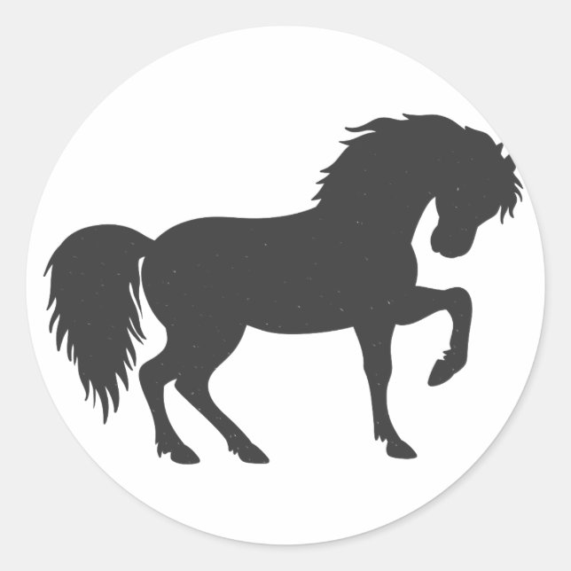 Sticker Rond Silhouette à cheval - Choisir la couleur arrière - (Devant)