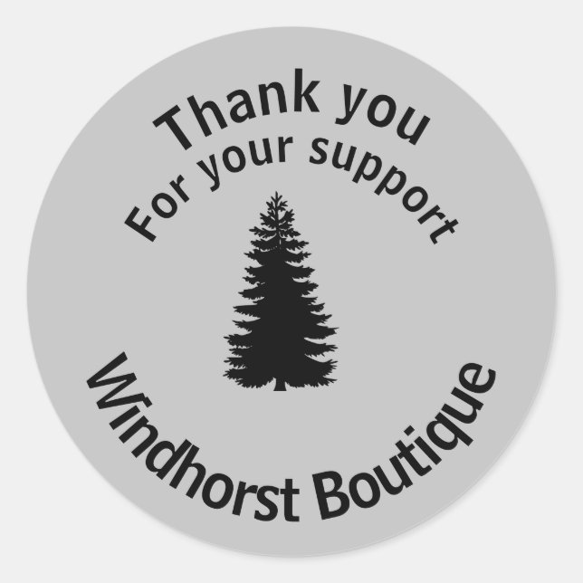Sticker Rond Silhouette Arbre Merci pour votre support Grey (Devant)