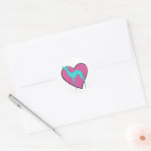 Sticker Rond Silhouette blanche grise et coeur rose mignon (Enveloppe)