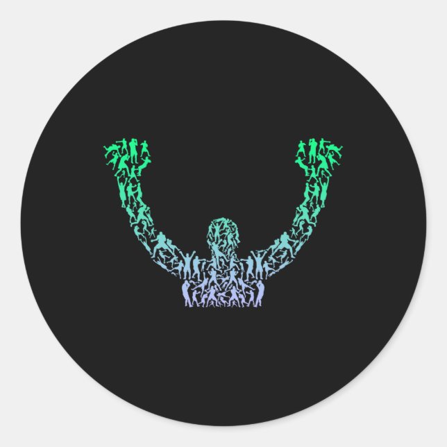 Sticker Rond Silhouette Boys Boxer Boxer Shirt Boxer Mens Boxin (Devant)