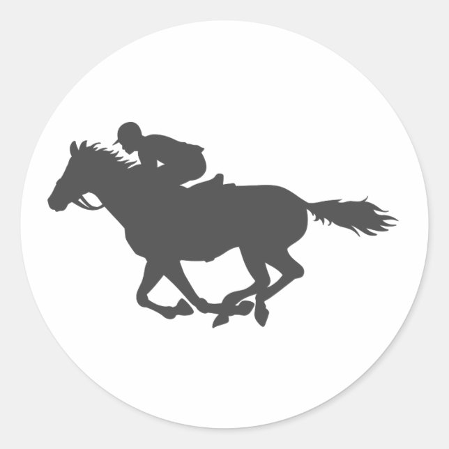 Sticker Rond Silhouette cheval jockey - Choisir la couleur arri (Devant)