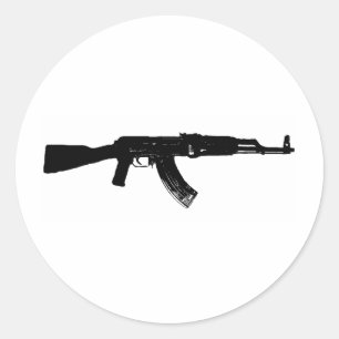 Sticker Rond Silhouette d'AK-47