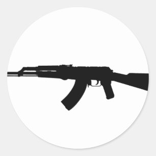 Sticker Rond Silhouette d'AK-47