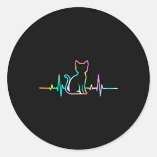 Sticker Rond Silhouette d'animal amateur de chat avec rythme ca