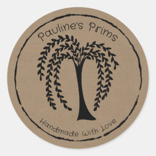 Sticker Rond Silhouette D'Arbre De Saule Prim Pour Artisanat