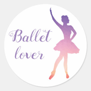 Sticker Rond Silhouette de Ballerina, couleurs ombres, amoureux