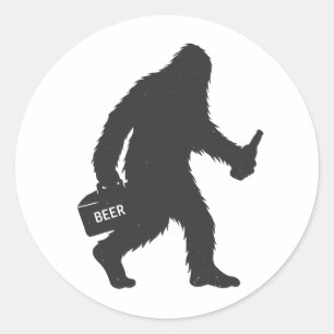 Sticker Rond Silhouette de bière Bigfoot