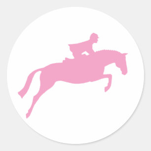 Sticker Rond Silhouette de cheval de pullover (rose)