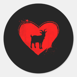 Sticker Rond Silhouette de chèvre en forme de cœur pour la Sain