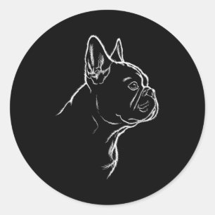 Sticker Rond Silhouette de chien amateur de bouledogue français