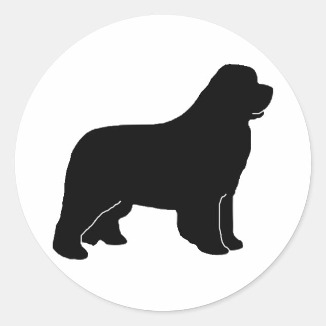 Sticker Rond silhouette de chien de Terre-Neuve (Devant)