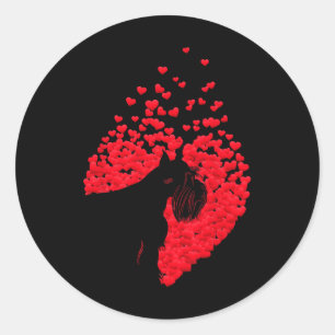 Sticker Rond Silhouette de chien schnauzer avec cœur joyeuse Va