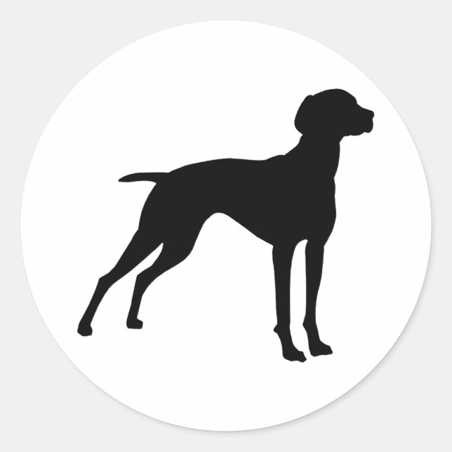 Sticker Rond Silhouette de chien Vizsla (noir) (Devant)