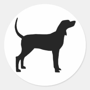 Sticker Rond Silhouette de Coonhound (noir)