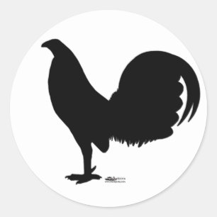 Sticker Rond Silhouette de coq de coq de combat