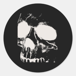 Sticker Rond Silhouette de crâne Art graphique Rock Grunge Hall