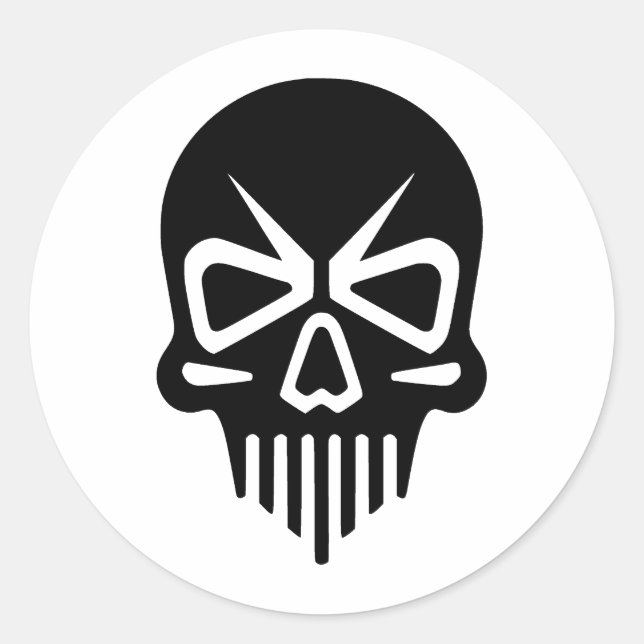 Sticker Rond Silhouette de crâne élégant en monochrome (Devant)