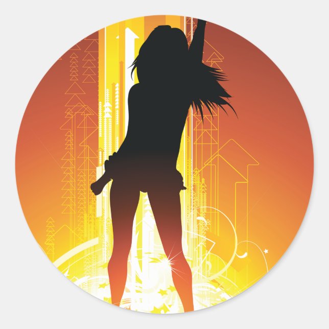 Sticker Rond Silhouette de danse vibrant Pop Art (Devant)