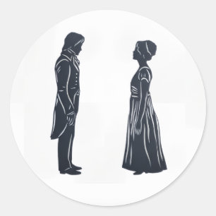 Sticker Rond Silhouette de Darcy & Elizabeth