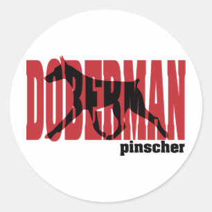 Sticker Rond Silhouette de dobermann, se déplaçant