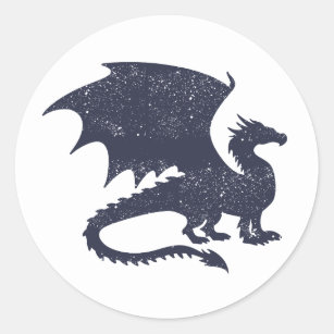Sticker Rond Silhouette de dragon - Choisir la couleur arrière 
