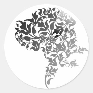 Sticker Rond Silhouette de feuille botanique de Grand Danois