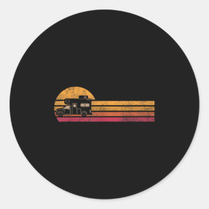 Sticker Rond Silhouette de fourgonnette de camping-car de style