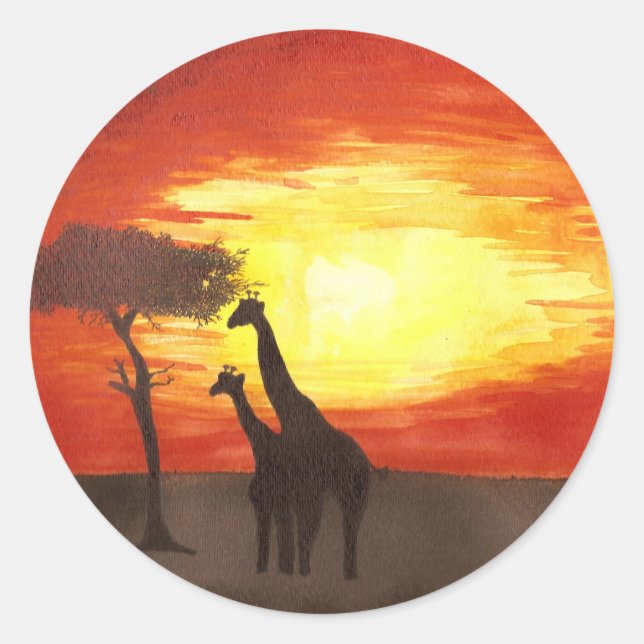 Sticker Rond Silhouette de Giraffe (Devant)