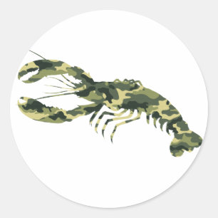 Sticker Rond Silhouette de homard au camouflage
