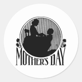 Sticker Rond Silhouette de la Fête des Mères Rétro
