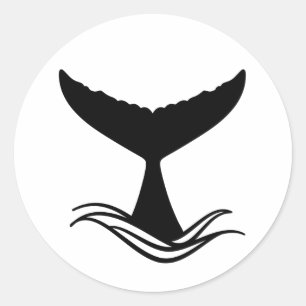 Sticker Rond Silhouette de la queue de baleine d'Ocean Wave