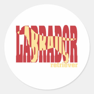 Sticker Rond Silhouette de Labrador Retriever, jaune
