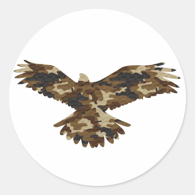 Sticker Rond Silhouette de l'aigle de Camouflage (Devant)