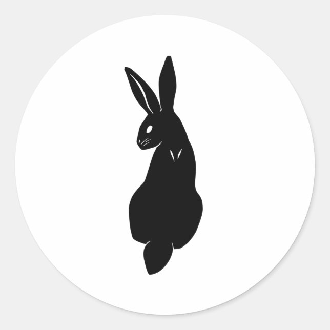 Sticker Rond Silhouette de lapin noir classique (Devant)