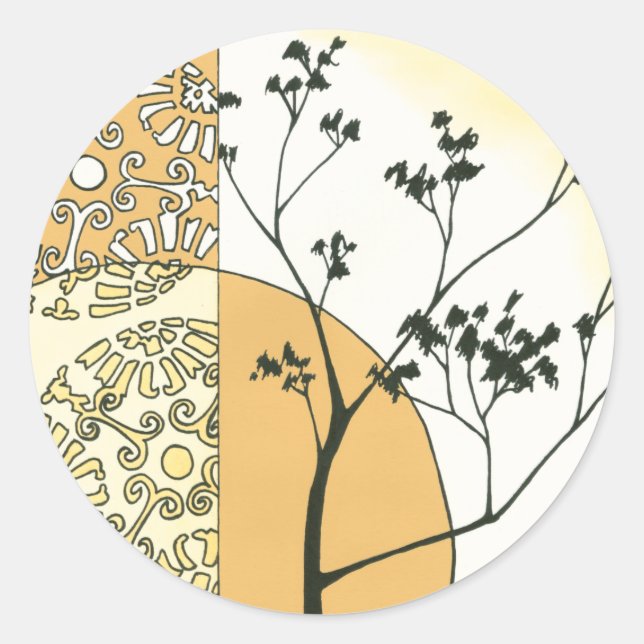 Sticker Rond Silhouette de l'arbre écarse par Megan Meagher (Devant)