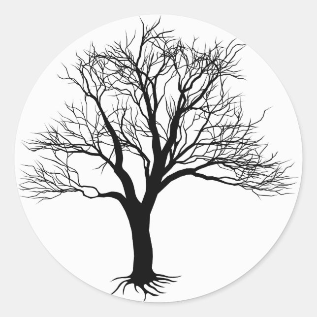 Sticker Rond Silhouette de l'arbre nu (Devant)