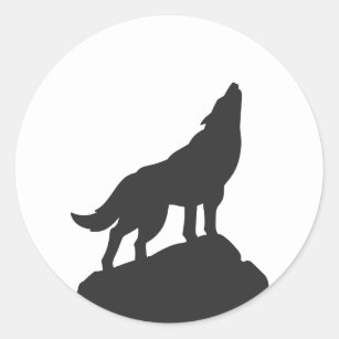 Sticker Rond silhouette de loup hurlant - Choisir la couleur ar