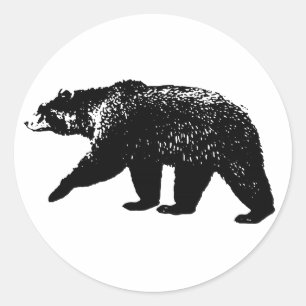 Sticker Rond Silhouette de l'ours noir, Graphique numérique