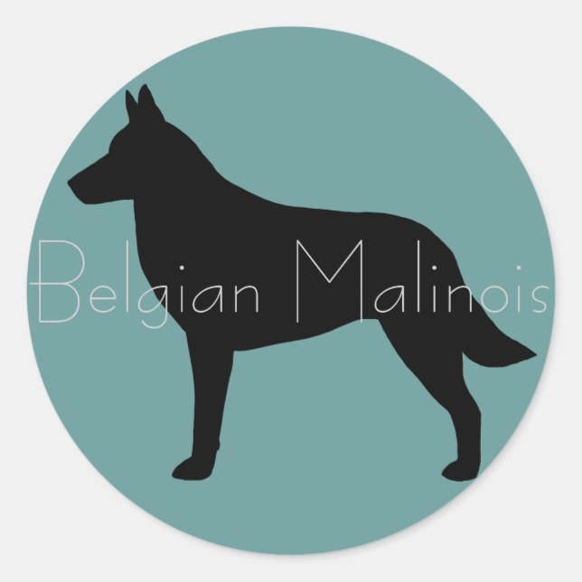 Sticker Rond Silhouette de Malinois belge (Devant)