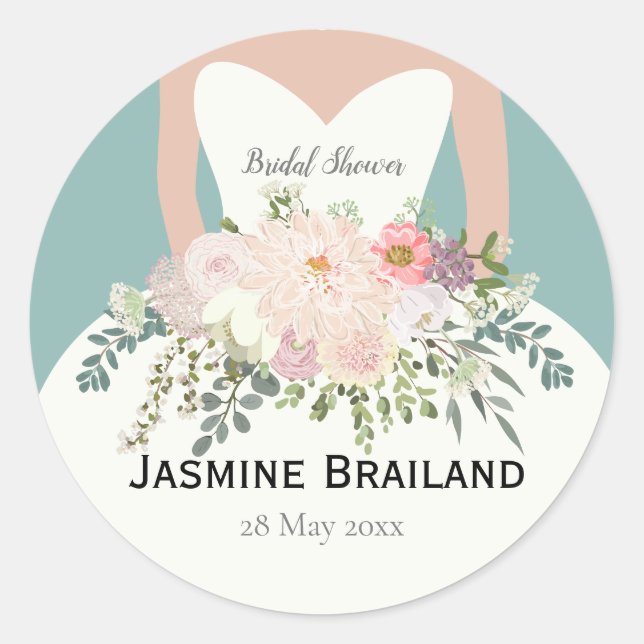 Sticker Rond silhouette de mariée baby shower (Devant)