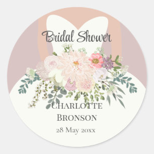 Sticker Rond Silhouette de mariée Fleurs enterrement de vie de