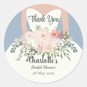 Sticker Rond Silhouette de mariée Fleurs Remerciements pour la