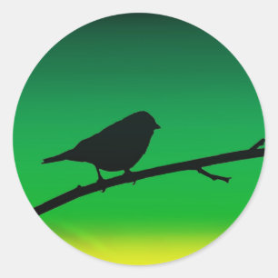 Sticker Rond Silhouette de moineau sur le limonène