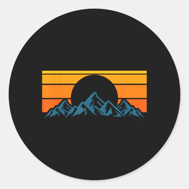 Sticker Rond Silhouette de montagne rétro (Devant)