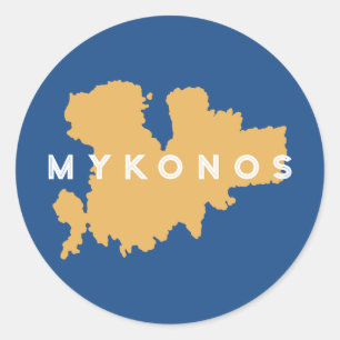 Sticker Rond Silhouette de Mykonos Grèce