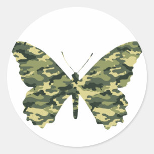 Sticker Rond Silhouette de papillon Camouflage