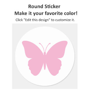Sticker Rond Silhouette de papillon rose, choisissez vos propre