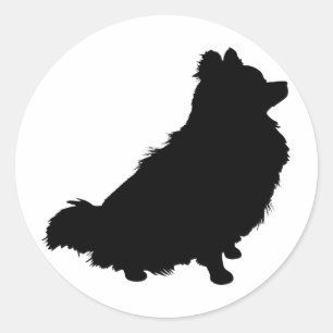 Sticker Rond Silhouette de Pomeranian