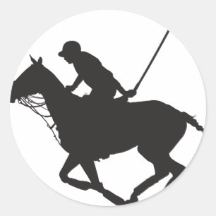 Sticker Rond Silhouette de poney de polo